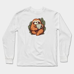 Sloth with coffee Long Sleeve T-Shirt